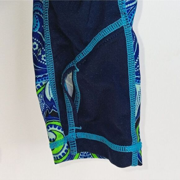 ATHLETA Runaway Blue Green Paisley Print Medium UPF Athletic Long Sleeve Shirt - Picture 12 of 15